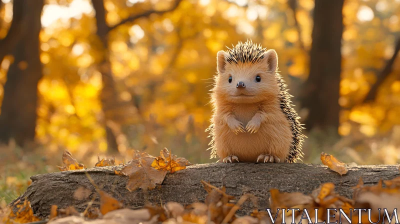 Cute Hedgehog Amidst Autumn Leaves AI Image