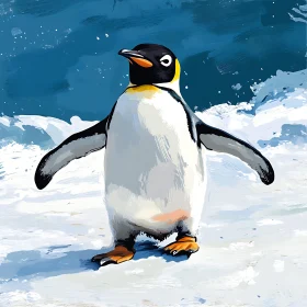 Penguin on Snowy Landscape