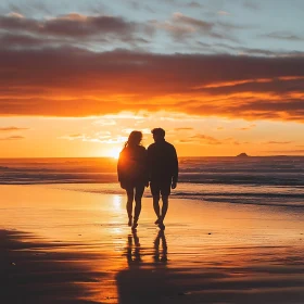 Couple enjoying sunset on the beach