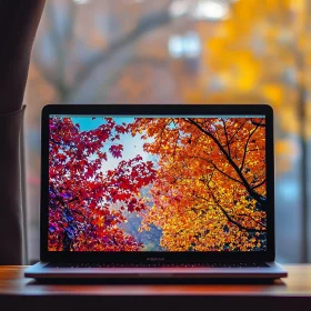 Autumn Leaves on Laptop Screen
