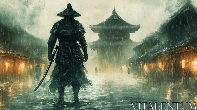 AI ART Warrior in the Rain