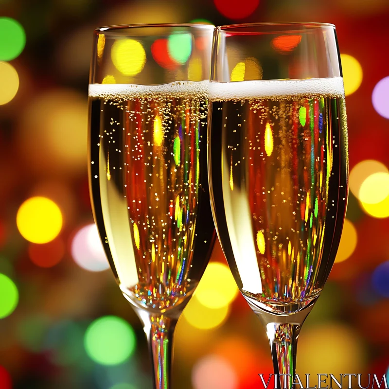 Two Champagne Glasses Toasting Celebration AI Image