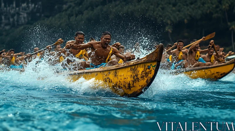 AI ART Rowers in Sync: A Boat Racing Scene