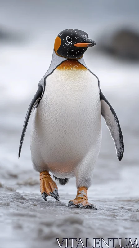 Penguin in Snowy Antarctica AI Image