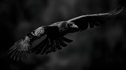 Black Raven Soaring Through the Night