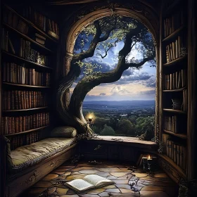 Cozy Library with a View