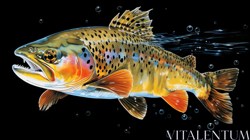 Colorful Trout Swimming in Water - Hyper-Realistic Animal Art AI Image