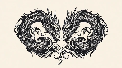 Intertwined Dragons: A Symbolic Illustration