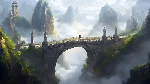 Ancient Stone Bridge in Cloudscape