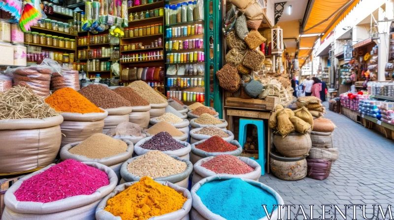 Discover the Exquisite World of Spices and Herbs in a Vibrant Marketplace AI Image