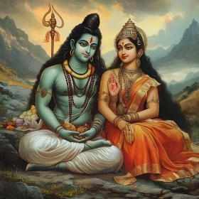 Serene Shiva Parvati Mountain Scene