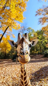 Giraffe Among Golden Leaves