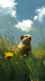 Hamster in a Flowered Meadow