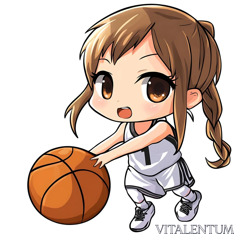 Anime Girl with Basketball AI Image