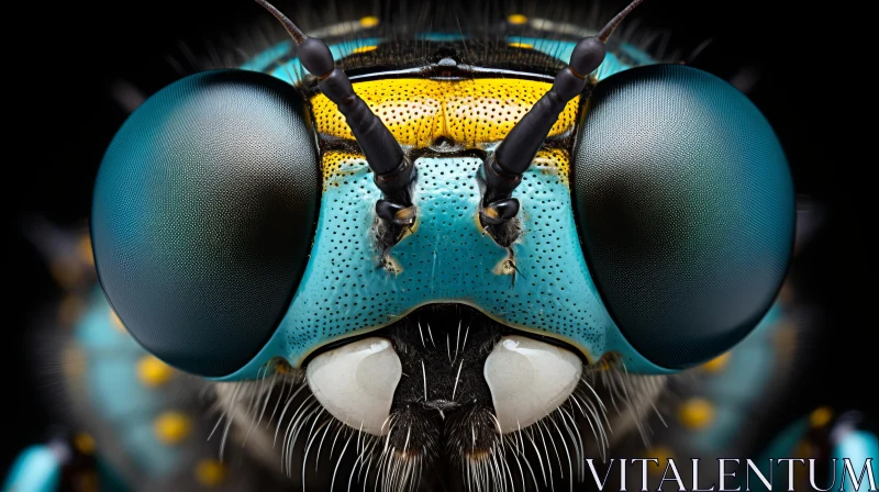 Intricate Macro Shot of a Bug's Eye: A Blend of Blue and Yellow AI Image