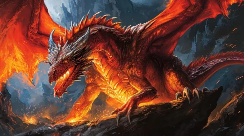 Red Dragon Digital Painting | Majestic Fantasy Art
