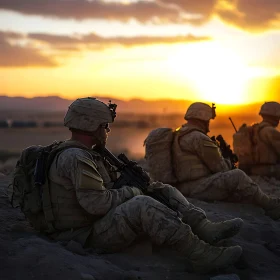 Silhouetted Soldiers at Dusk