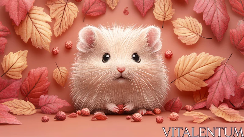 Charming Hamster Amidst Fall Foliage AI Image