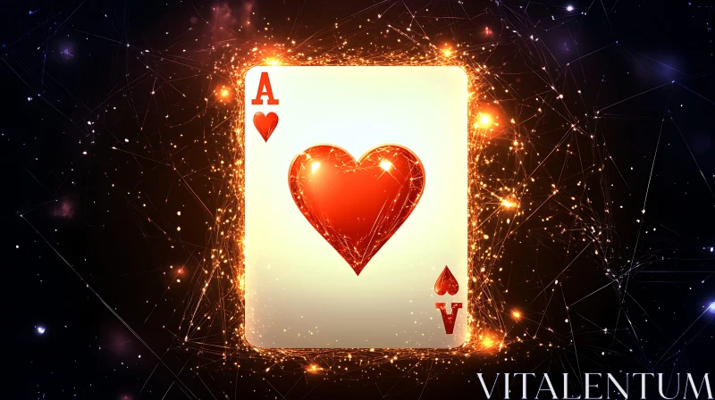 AI ART Glowing Ace of Hearts in Cosmic Setting