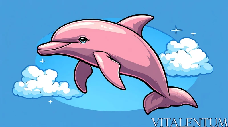 Whimsical Cartoon Dolphin Illustration AI Image