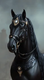 Regal Adorned Black Horse