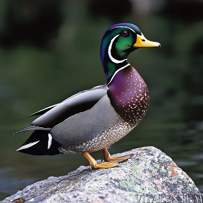 Duck on a Rock AI Image