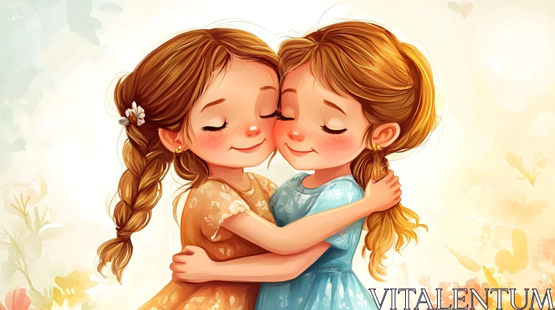 Sisterly Love: A Tender Moment AI Image