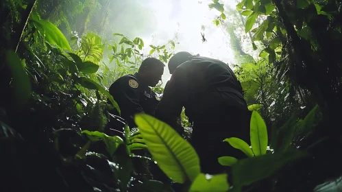 Rainforest Exploration Under Sunlit Canopy