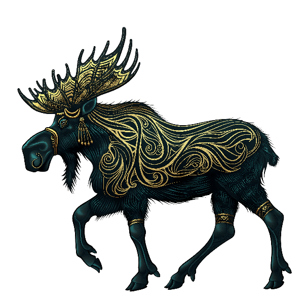 Gold Tribal Moose Art for Apparel POD Design