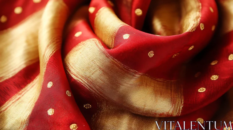 Luxurious Silk Fabric with Golden Dots AI Image