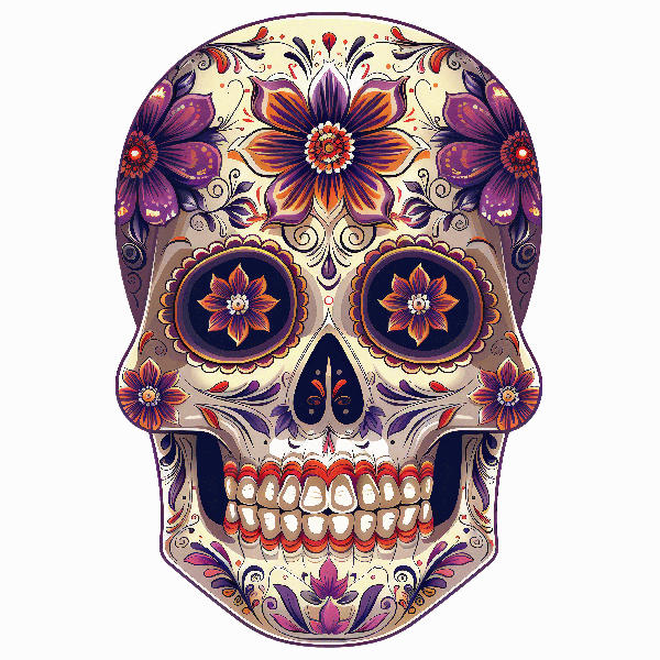 POD Design Floral Sugar Skull Design for Apparel