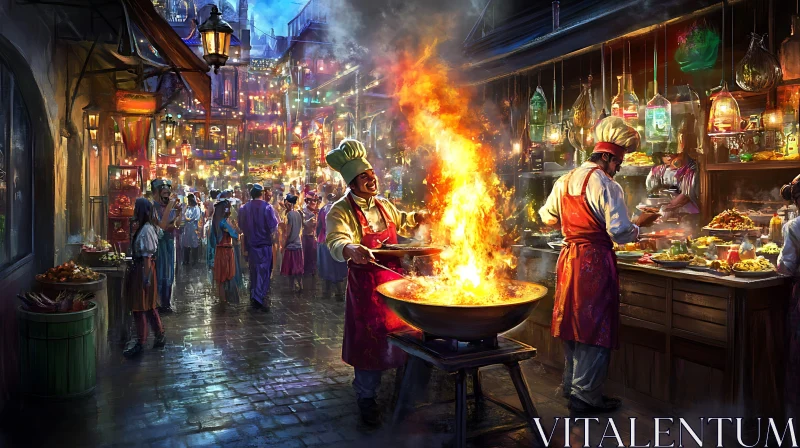 Chefs Cooking Over Open Fire AI Image