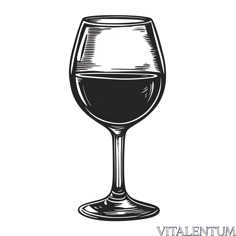 Monochrome Wine Glass Illustration AI Image