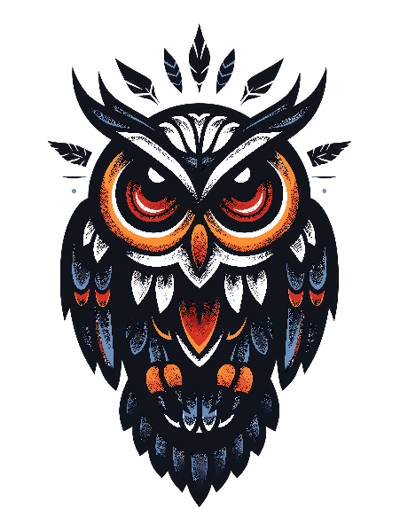 POD Design Bold Owl Art for Apparel