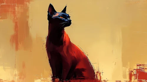 Artistic Feline Portrait in Bold Colors