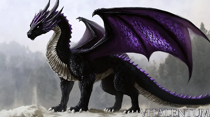 AI ART Fantasy Dragon with Purple Wings Artwork