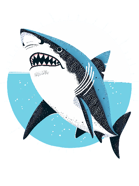 Artistic Shark Illustration POD Design