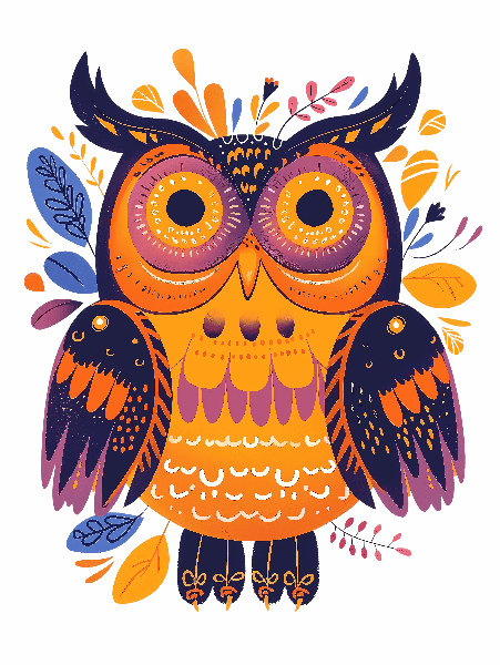 Colorful Owl Illustration for Apparel