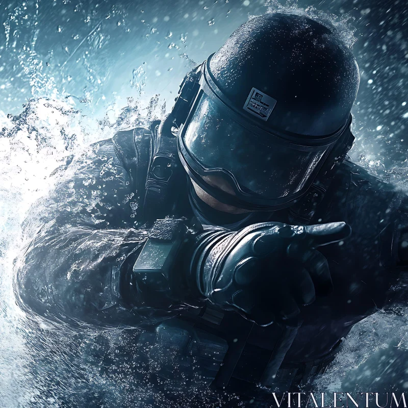 AI ART Tactical Soldier Pointing in Water