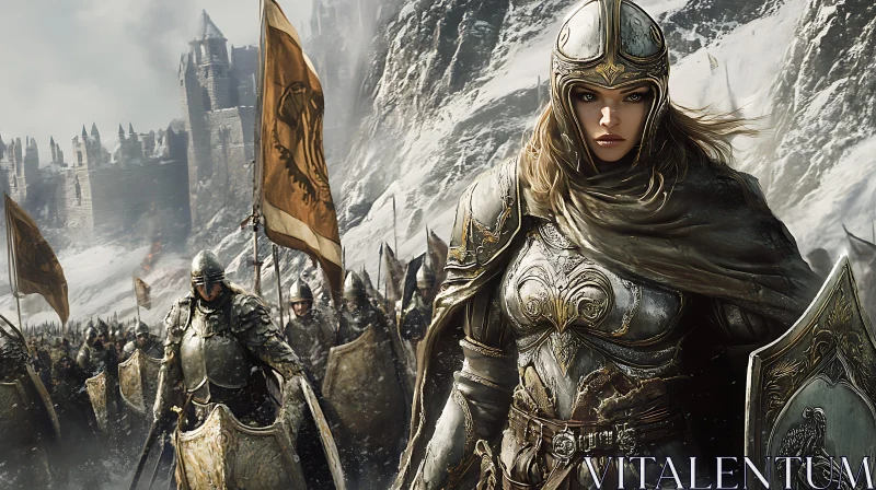 Female Knight in Armor Before War AI Image