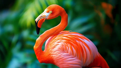 Pink Flamingo in a Lush Environment