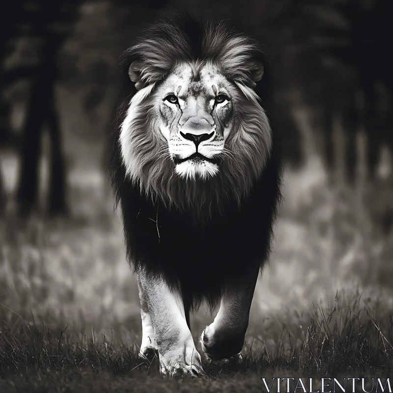 AI ART Lion in Monochrome