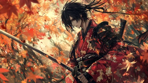 Warrior in Kimono with Sword