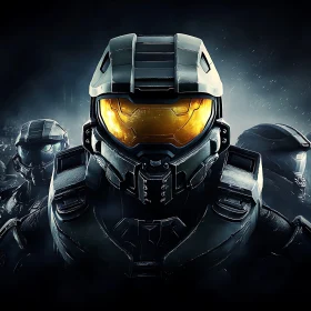 Sci-Fi Soldiers with Golden Visor Helmets
