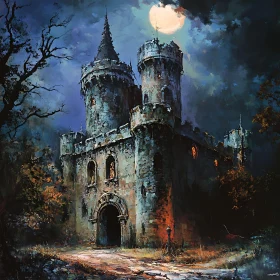 Medieval Castle in the Moonlight
