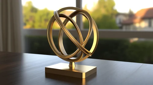 Abstract Gold Object on Display