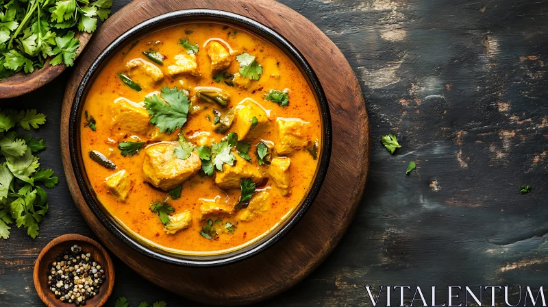 Bowl of Curry with Cilantro Garnish AI Image