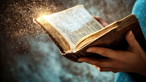 Ancient Book Casting Golden Light