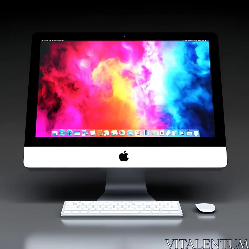 Sleek Apple Desktop with Colorful Background AI Image