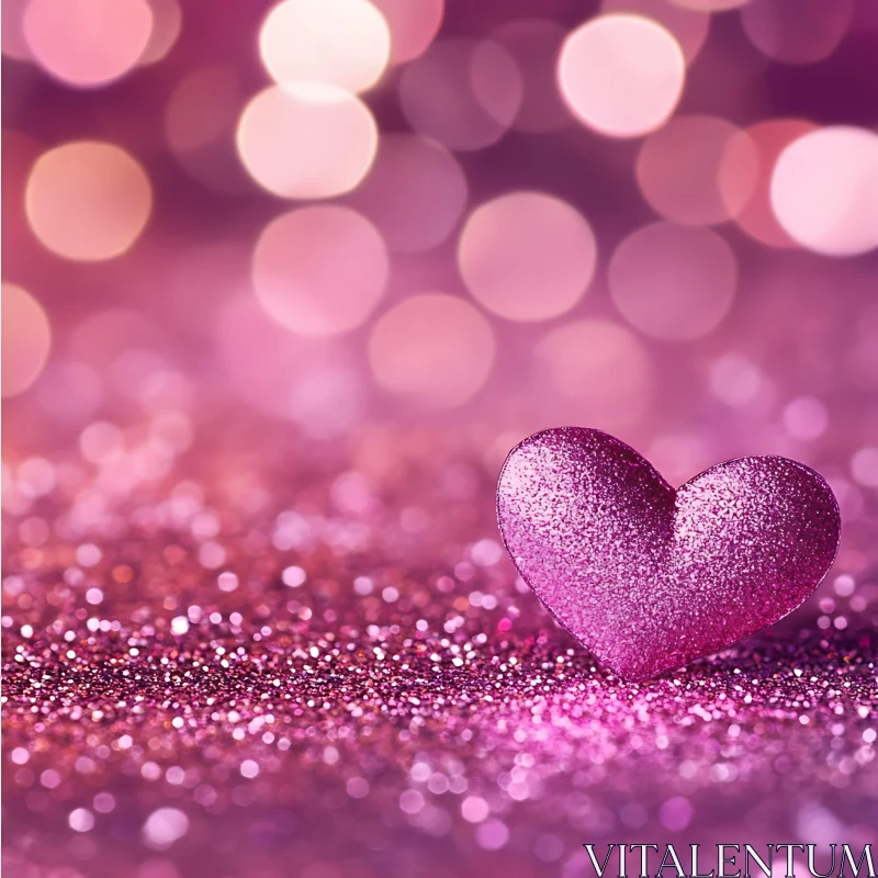 AI ART Shimmering Heart on Glittery Pink Background